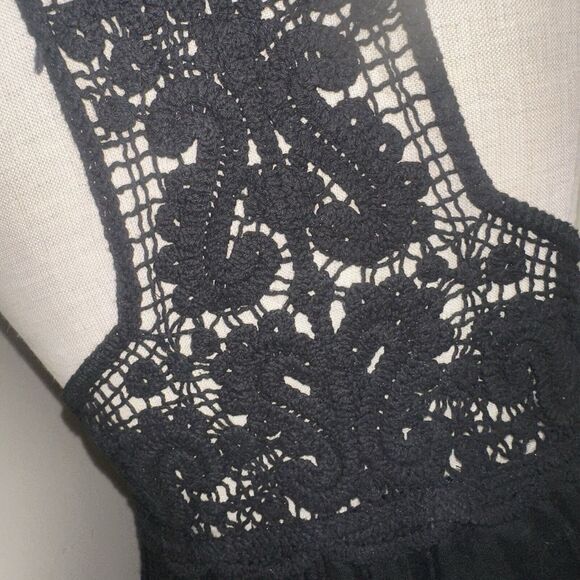 NEW Jason Wu Black Crochet Maxi Dress Boho Beach Vacation Linen Blend Sz XS - Picture 8 of 12